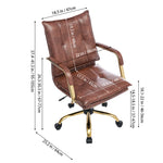 Modern Pu Leather Office Chair With Armrests, Gas Lift Height Adjustment | Brown