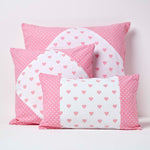 Cotton Cushion Cover With Hearts And Polka Dots Pattern | 45cm x 45cm | Pink