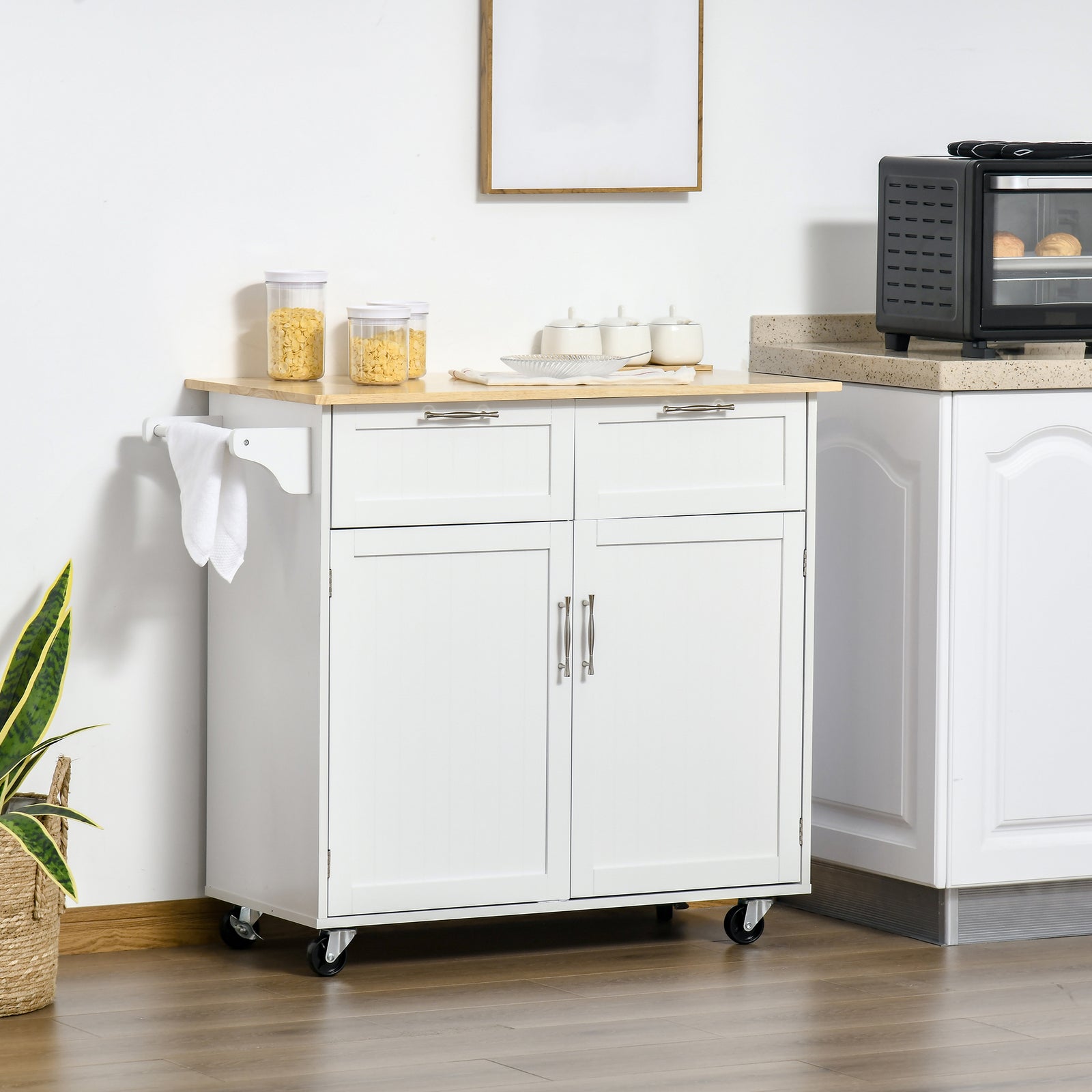 Rolling Kitchen Cart With Adjustable Shelves
