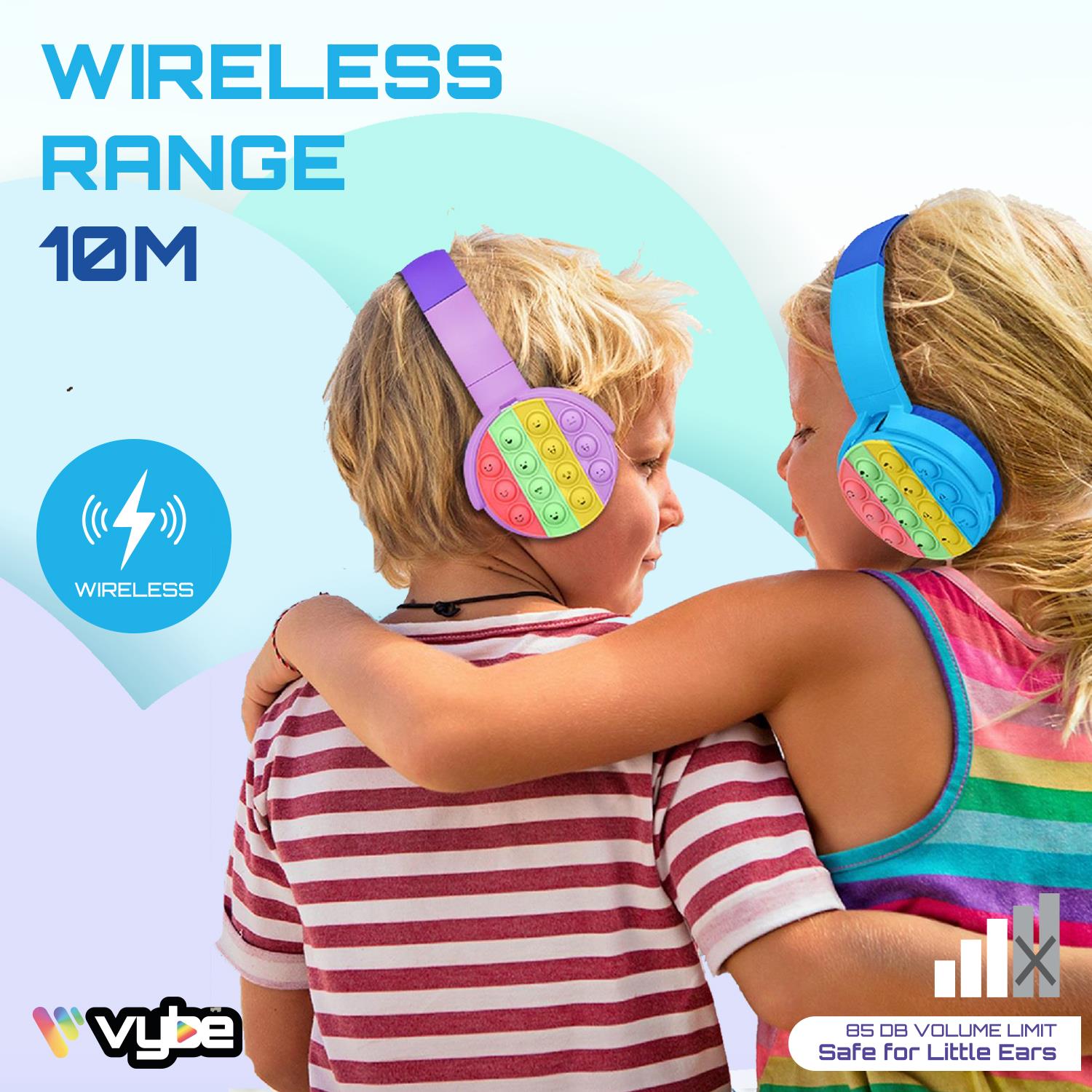 Push-pop Fidget Tool Aux Cable Wireless Kids Headset | Blue