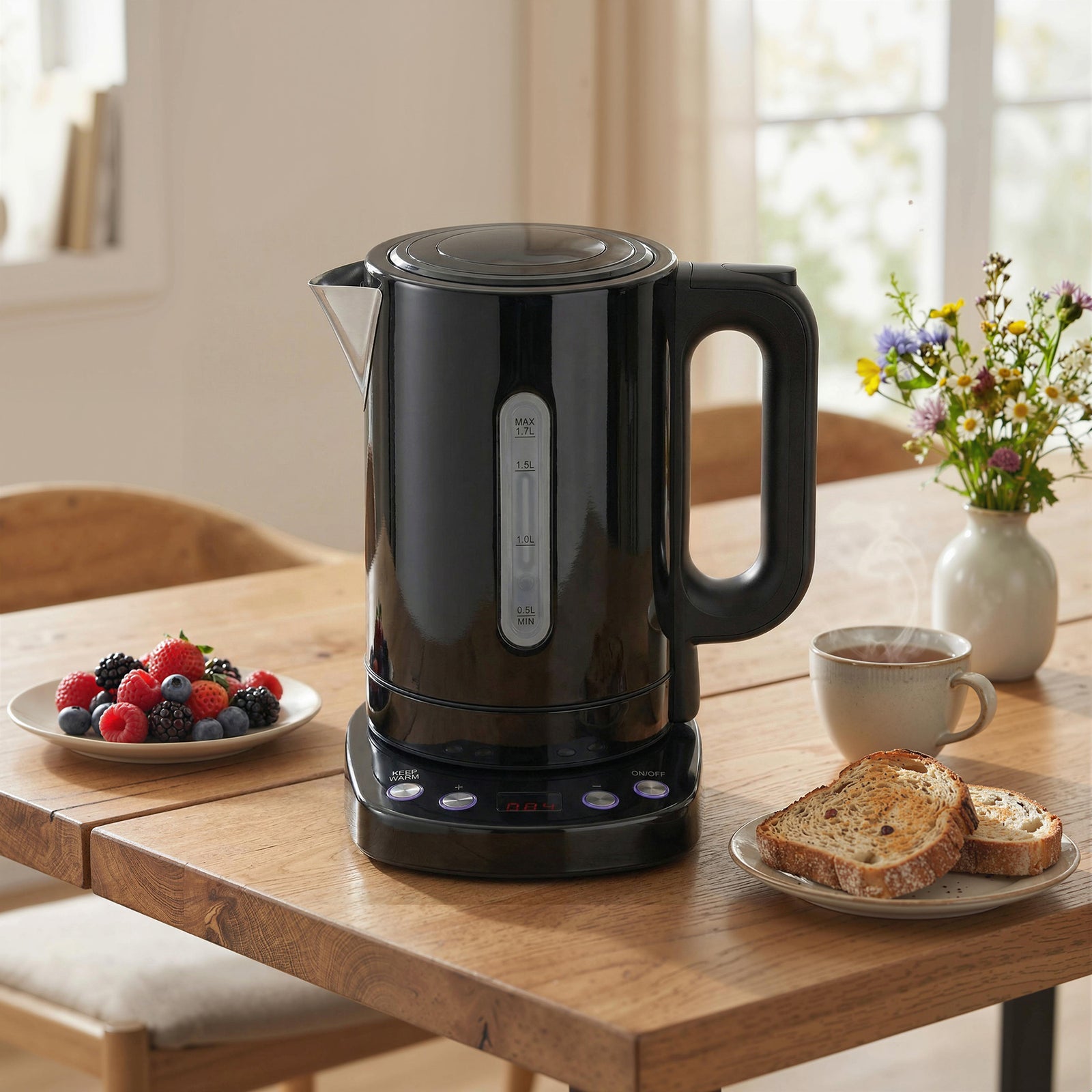 Electric Kettle, 1.7l Fast Boil, 3kw Water Kettle With Strix Thermost | Black