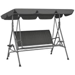 Outsunny Rattan Swing Seat, Steel Frame, Grey