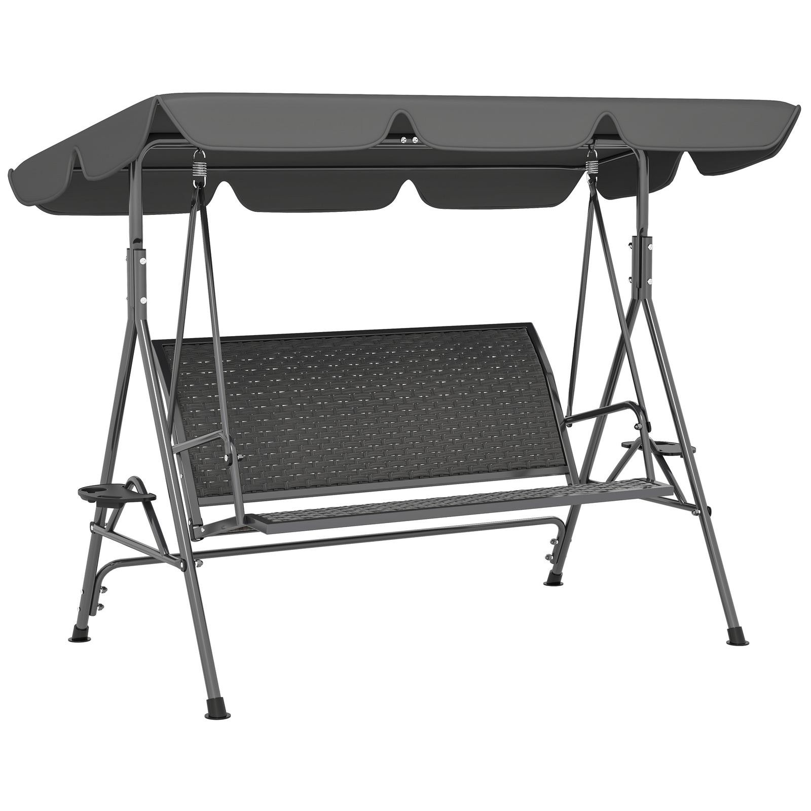 Outsunny Rattan Swing Seat, Steel Frame, Grey