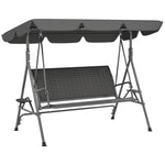 Rattan Swing Seat, Steel Frame, Grey