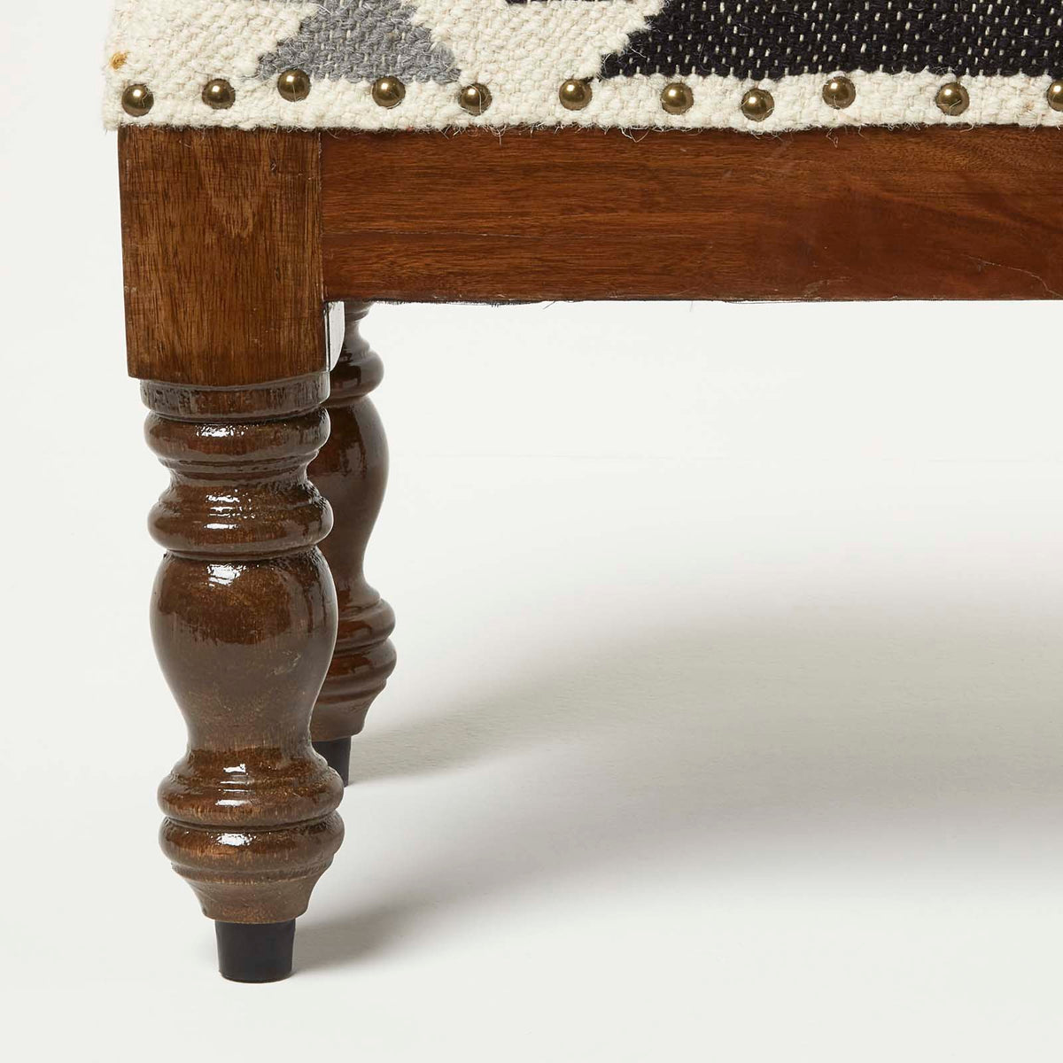Agra Handwoven Kilim Footstool | 50cm x 30cm | Multi Colour