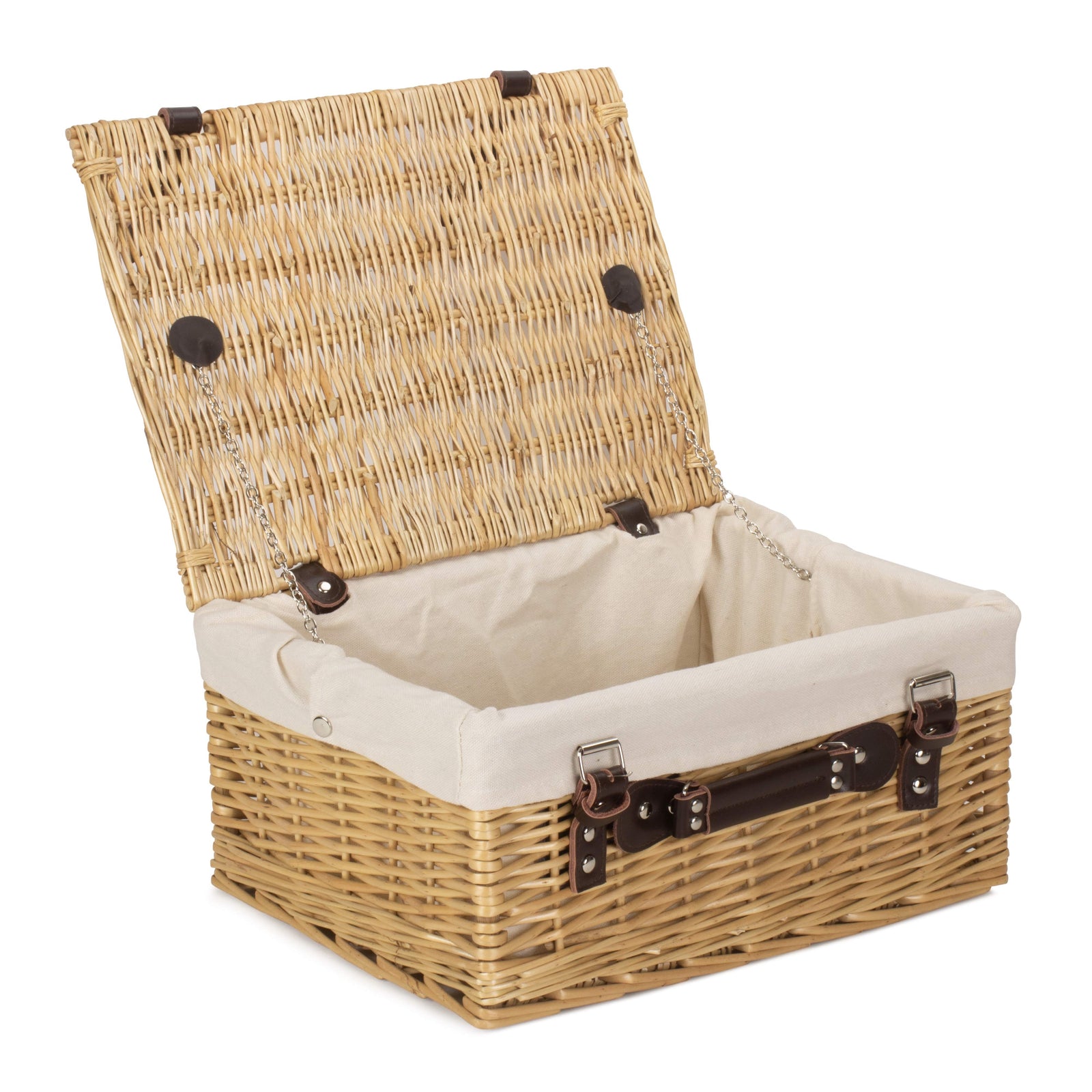 Wicker Buff 40cm Picnic Basket | White