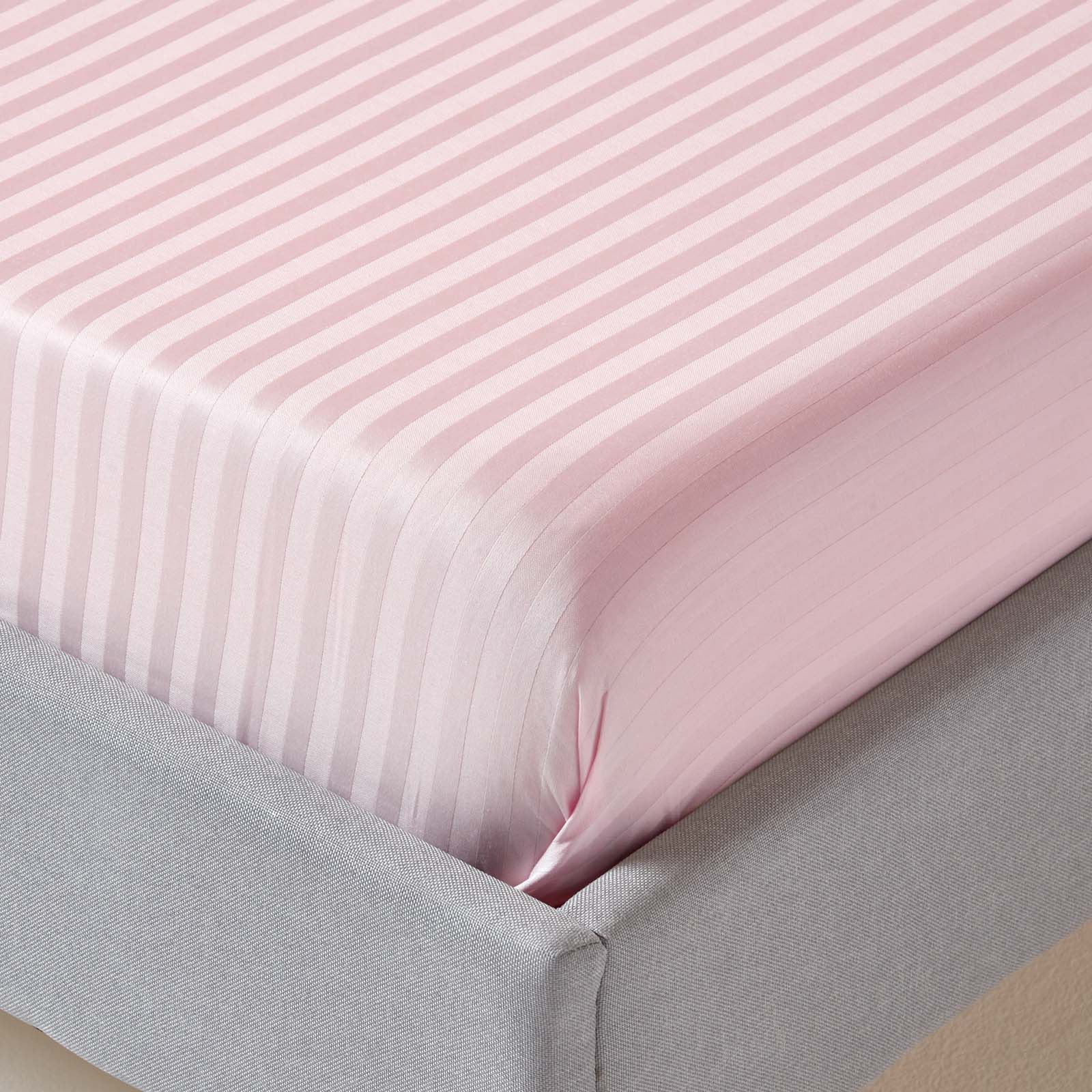 Egyptian Cotton Satin Stripe Flat Sheet 330 Tc | Single | Pink