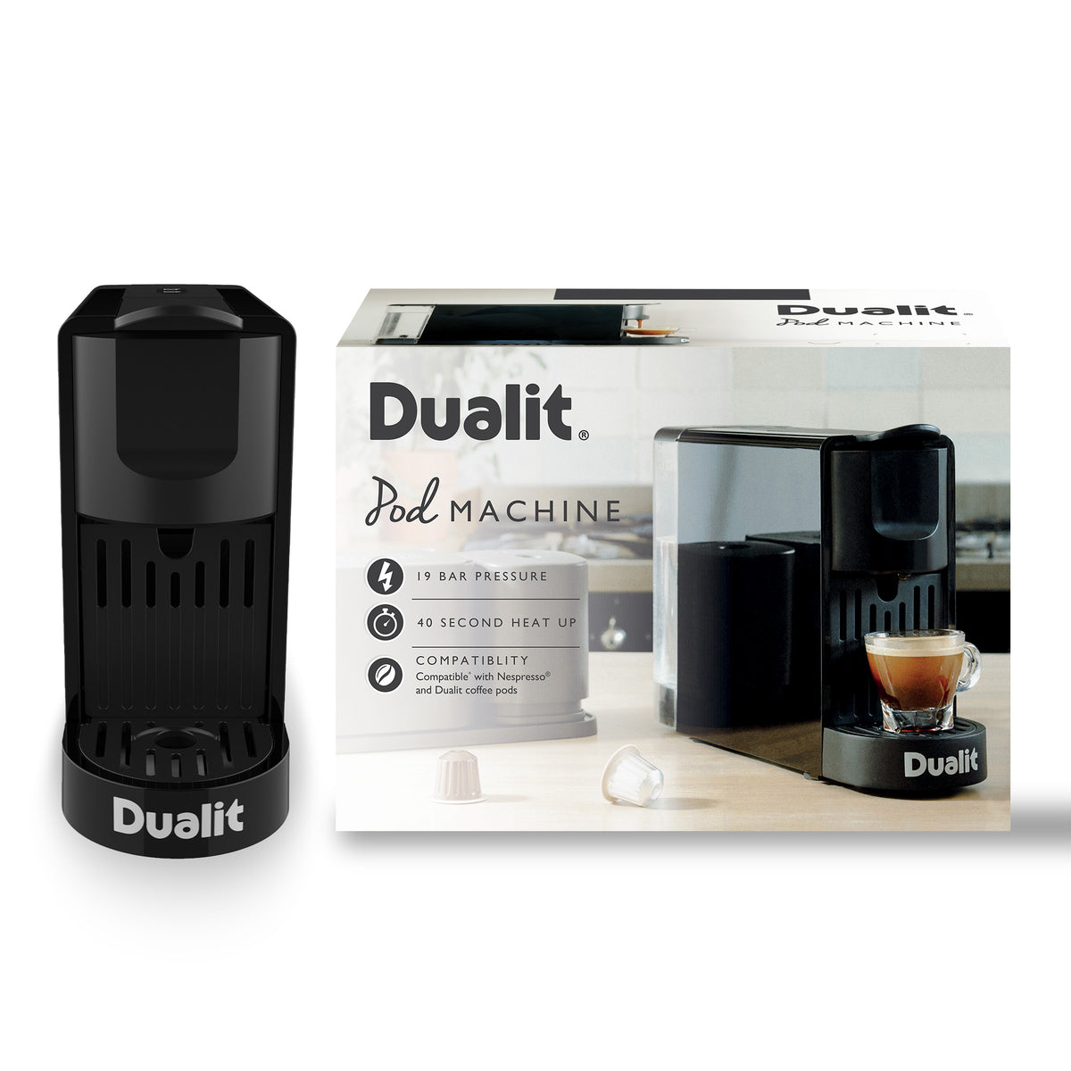 Coffee Pod Machine With One Touch Operation | Black