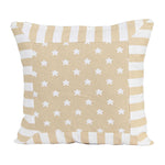 Cotton Stripe Border And Stars Cushion Cover | 45cm x 45cm | Beige