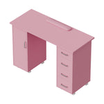 Mobile Manicure Table With 1 Cabinet And 4 Drawers | Pink