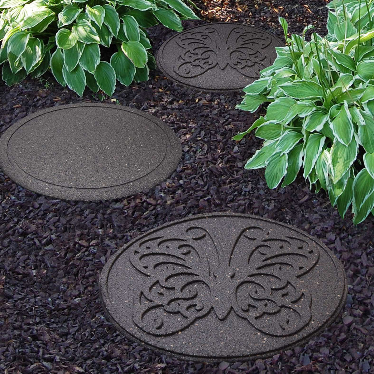 Recycled rubber Reversible Stepping Stone - Butterfly | Set of 2 | Gray