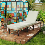 Folding Rattan Sun Lounger With Adjustable Back, Cushion | Natural