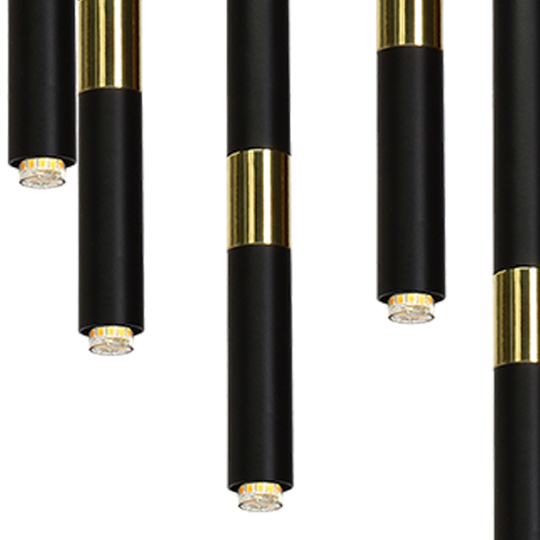 Monza Designer Black Pendant Lamp (11xg9) High Quality Hand Made From Matt Black Alloy With Luxurious Gold Detail