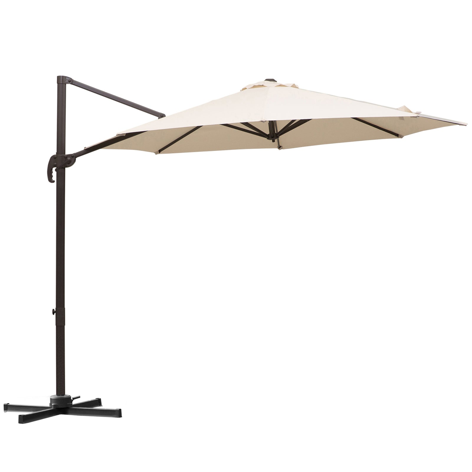 3m Hanging Parasol W/ Cross Base | Beige