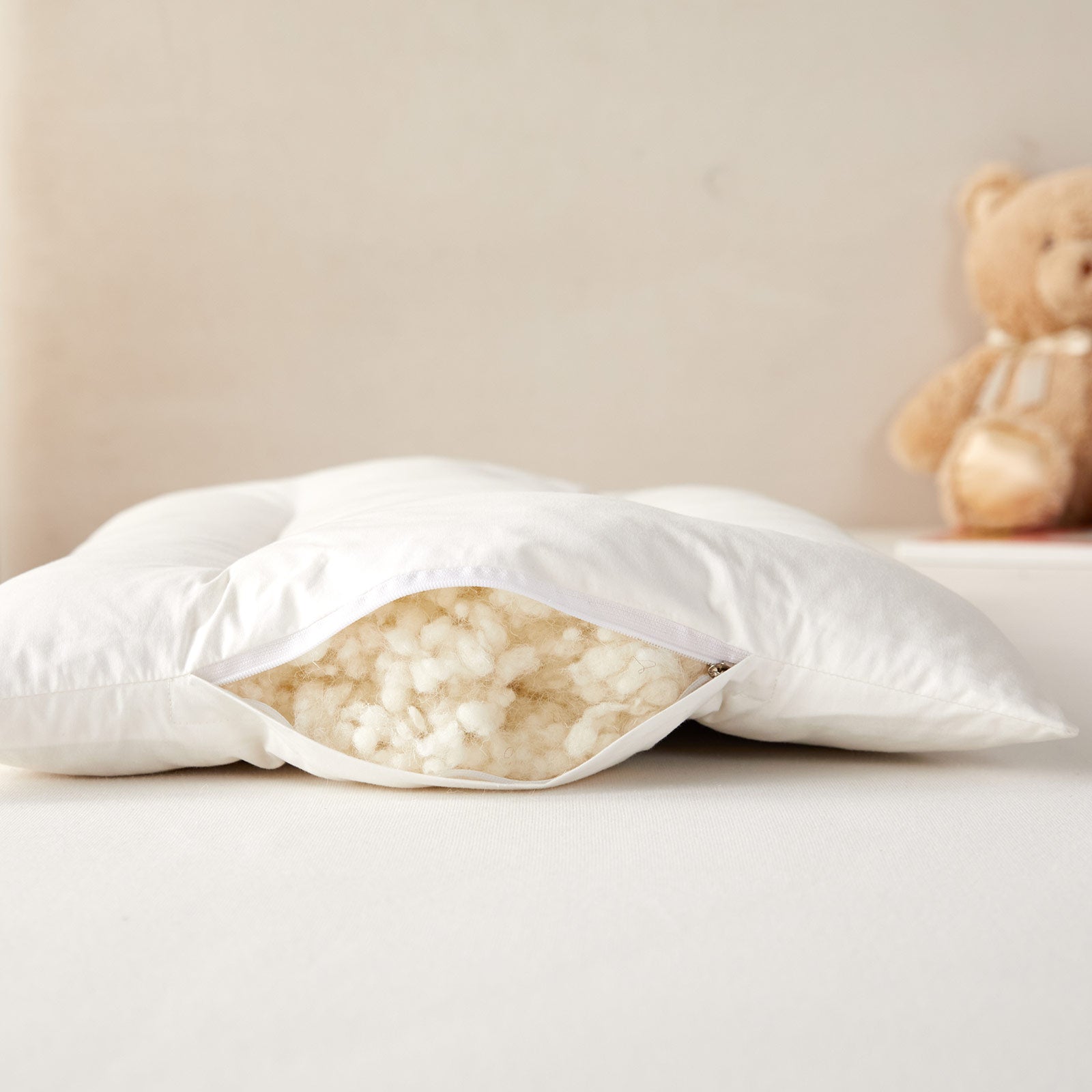 Premium Wool Kids Pillow With Quilted Case, 40 X 60 Cm