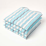 Striped Seat Pad With Button Straps 100% Cotton, 40 X 40 Cm | Set-of-4 | Blue