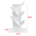 Rustic Standing Tree Bookshelf Wood Display Rack | White