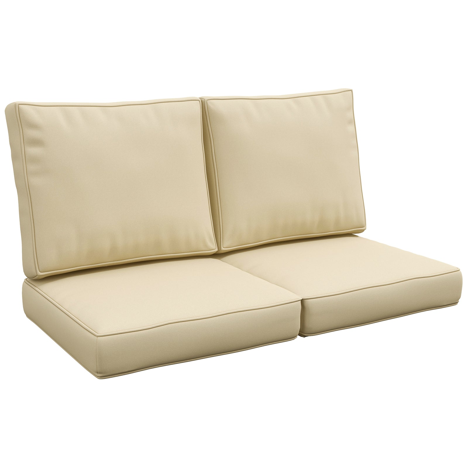 2 Seater Outdoor Seat Cushions, Water Repellent W/ Backrest | Beige