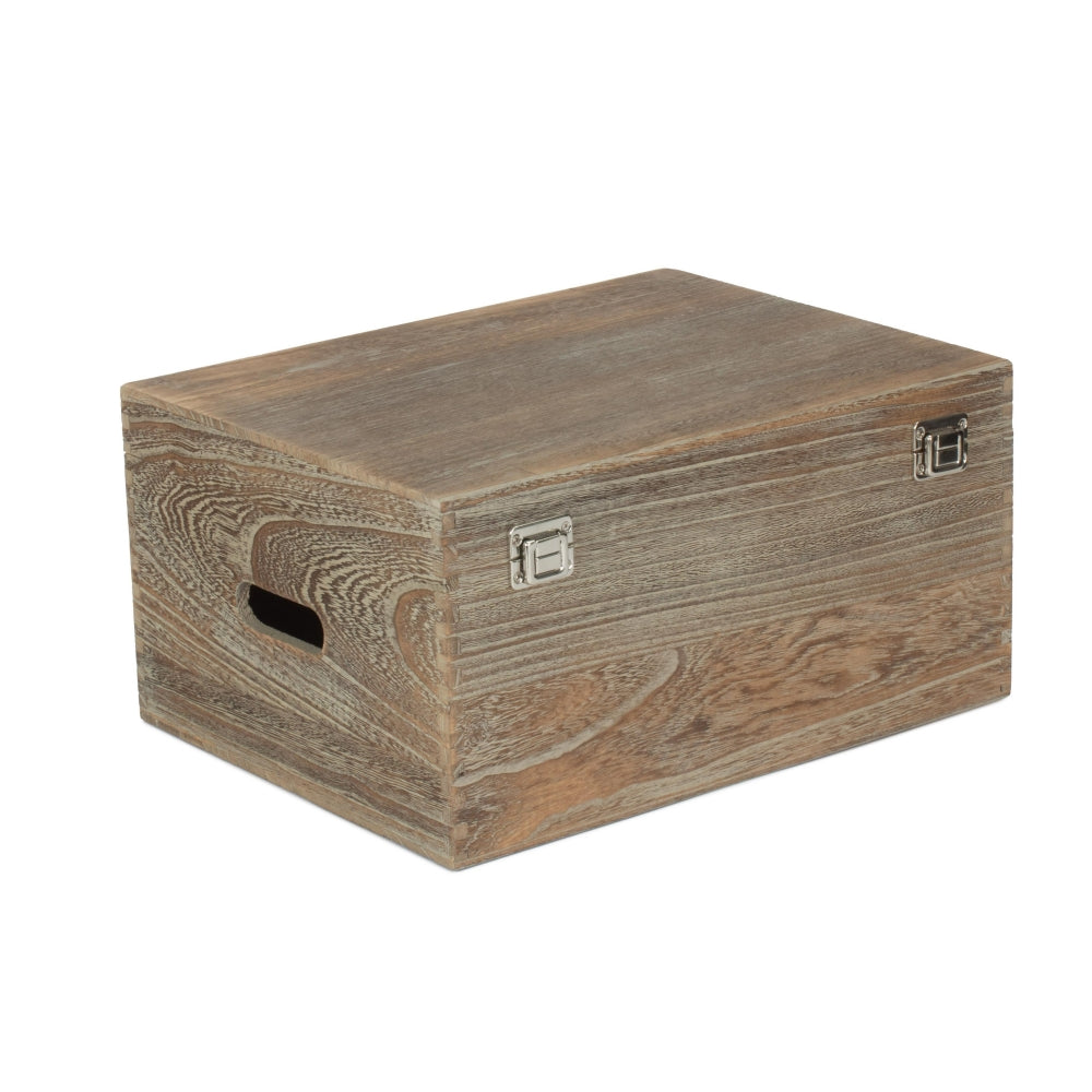 Oak Effect Wooden Box | Large | Brown