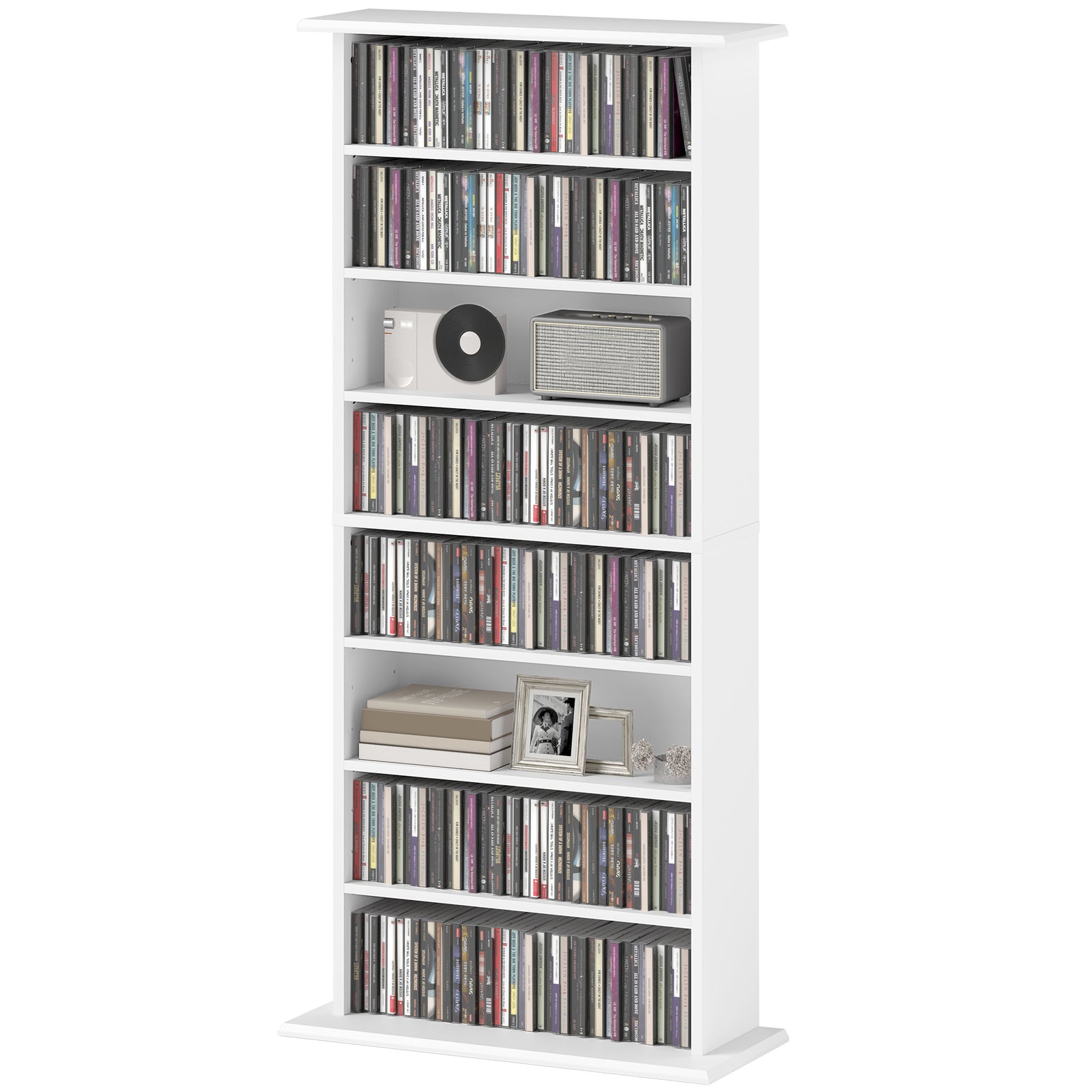 Cd Storage Unit Dvd Tower Blu-ray Storage Shelf For Office | Small | White