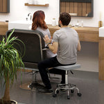 Pu Leather Rolling Stool, Adjustable | Grey