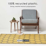 Luxury Outdoor Rug Waterproof Reversible For Garden Patio, Yellow Honeycomb