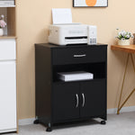 Mobile Printer Stand W/ Storage Shelf Universal Wheels | One Size | Black