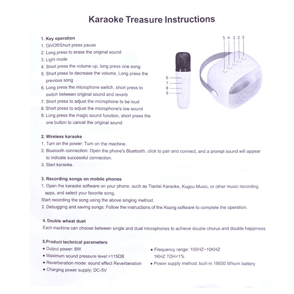 Portable Karaoke Speaker With Two Wireless Microphones And Rgb Lights | White