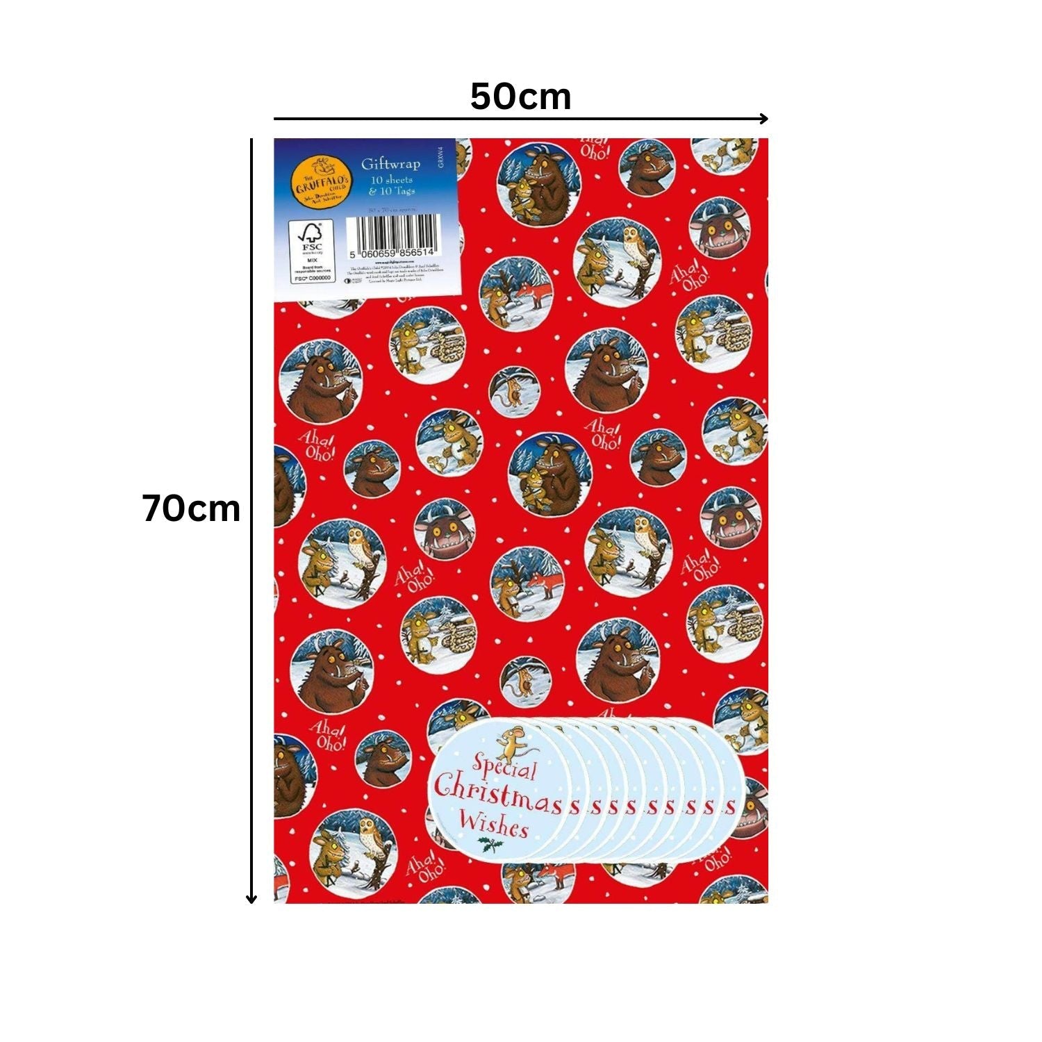 The Gruffalo Christmas 10 Sheets & 10 Tags Gift Wrap Official Product