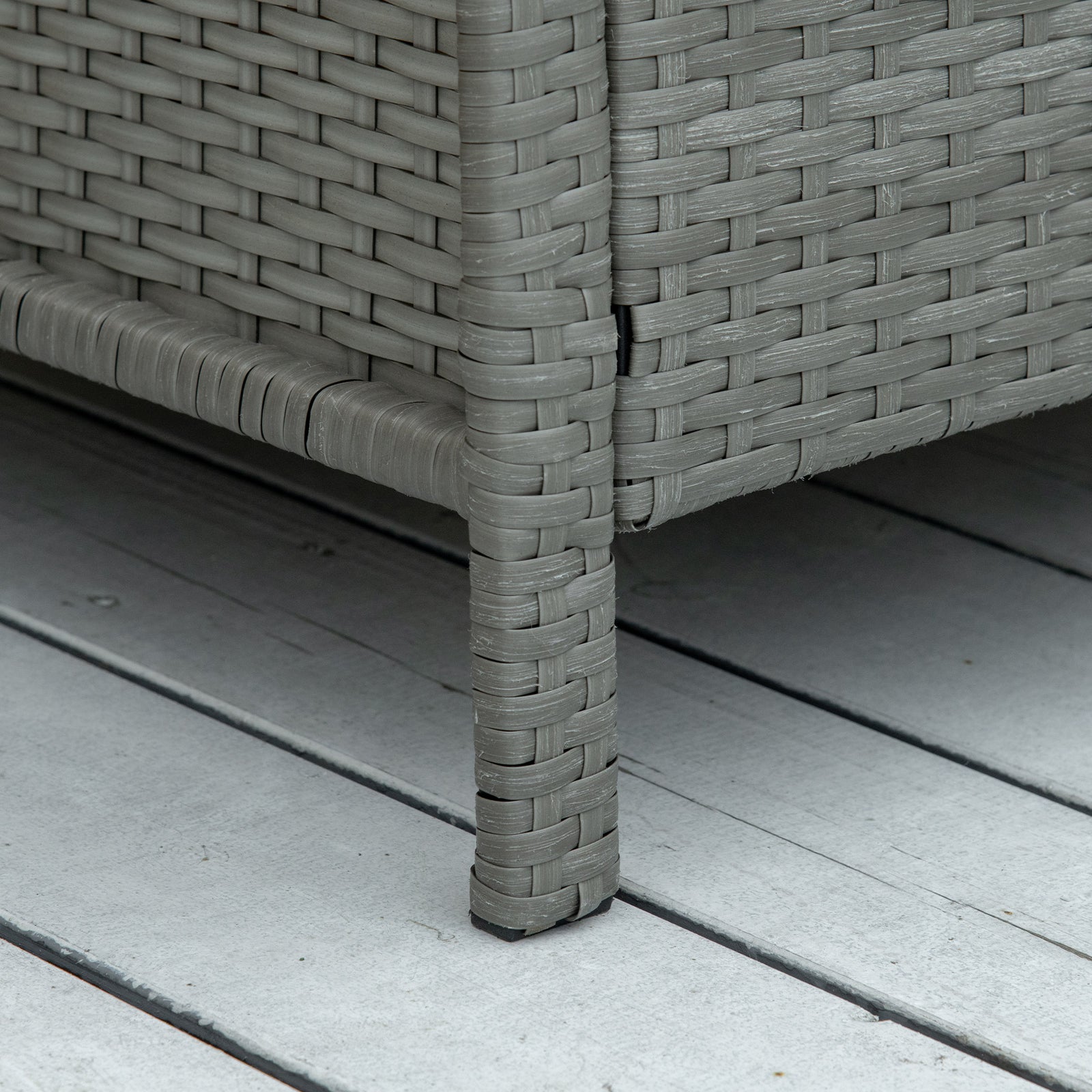 3 Pc Outdoor Rattan Sofa Set W/ Chairs Coffee Table Cushion | Light Slate Gray