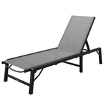 Folding Sun Lounger, 5-position Adjustable Sunbed | Light Grey