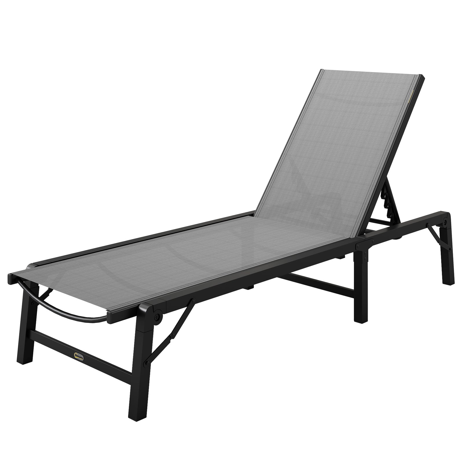 Folding Sun Lounger, 5-position Adjustable Sunbed | Light Grey