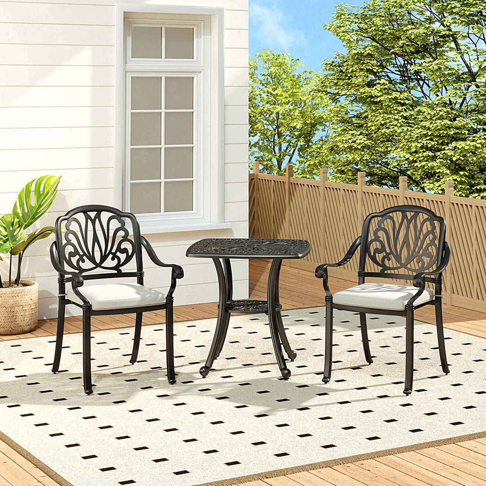 Outdoor Square 3-piece Bistro Patio Set Cast Alumium