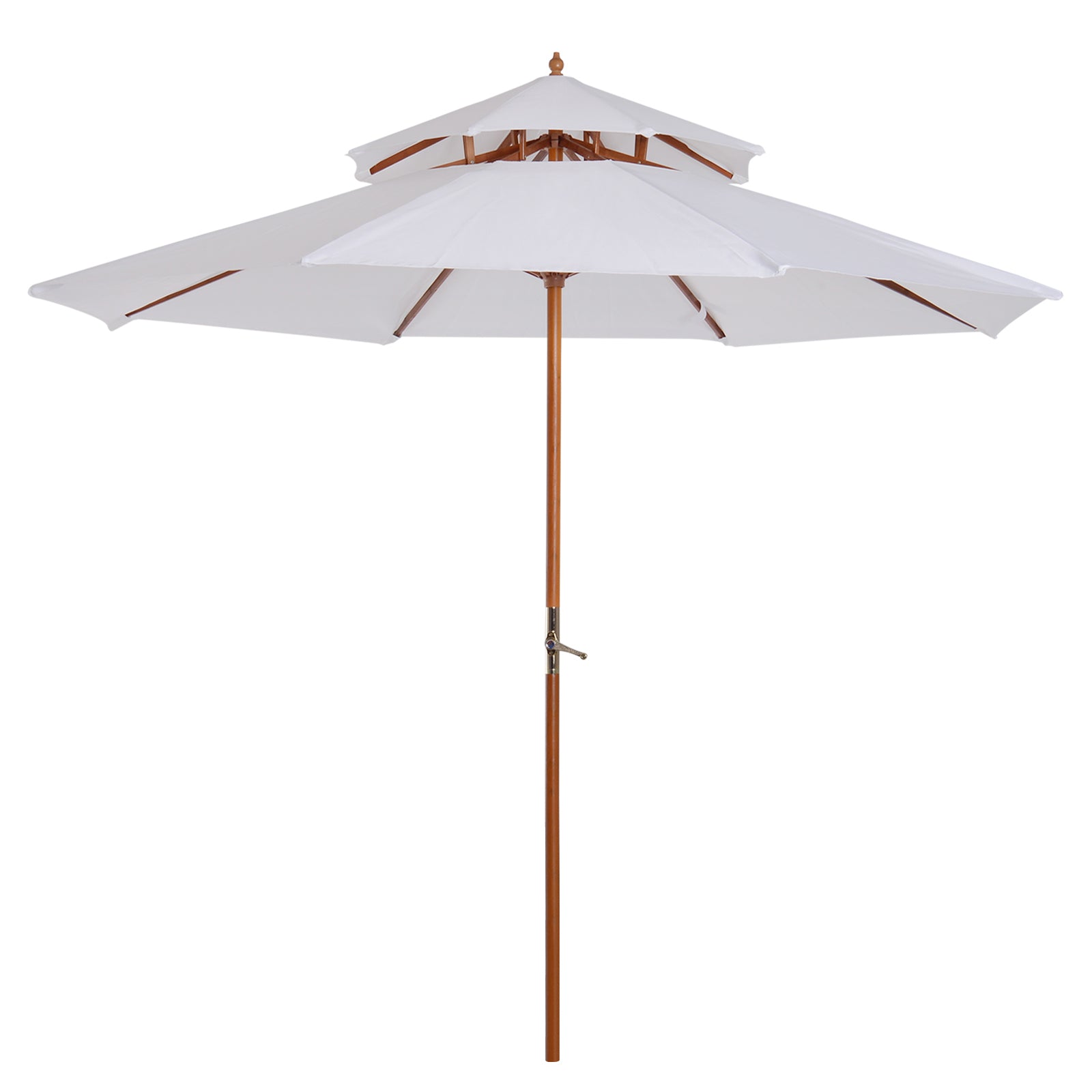 2.7m Double Tier Patio Umbrella Sunshade Parasol | White