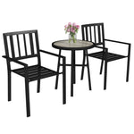 Outsunny 3 Piece Patio Bistro Set W/ Plastic Top, 2 Stackable Chairs