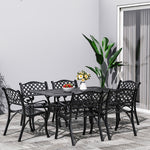 Set Of 7 Retro Garden Bistro Set Cast Aluminium With Cushions | Set of 7 | Black