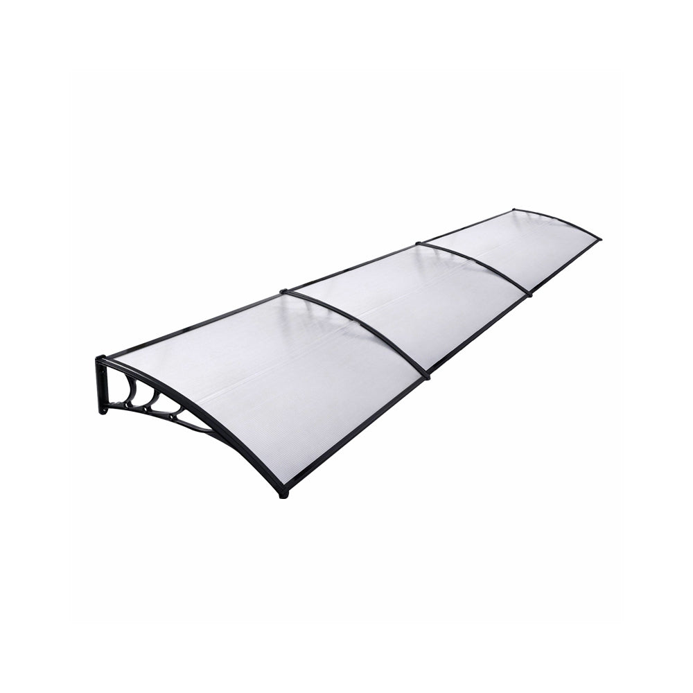 Window Door Awning Canopy With Brackets | Extra Large | Black