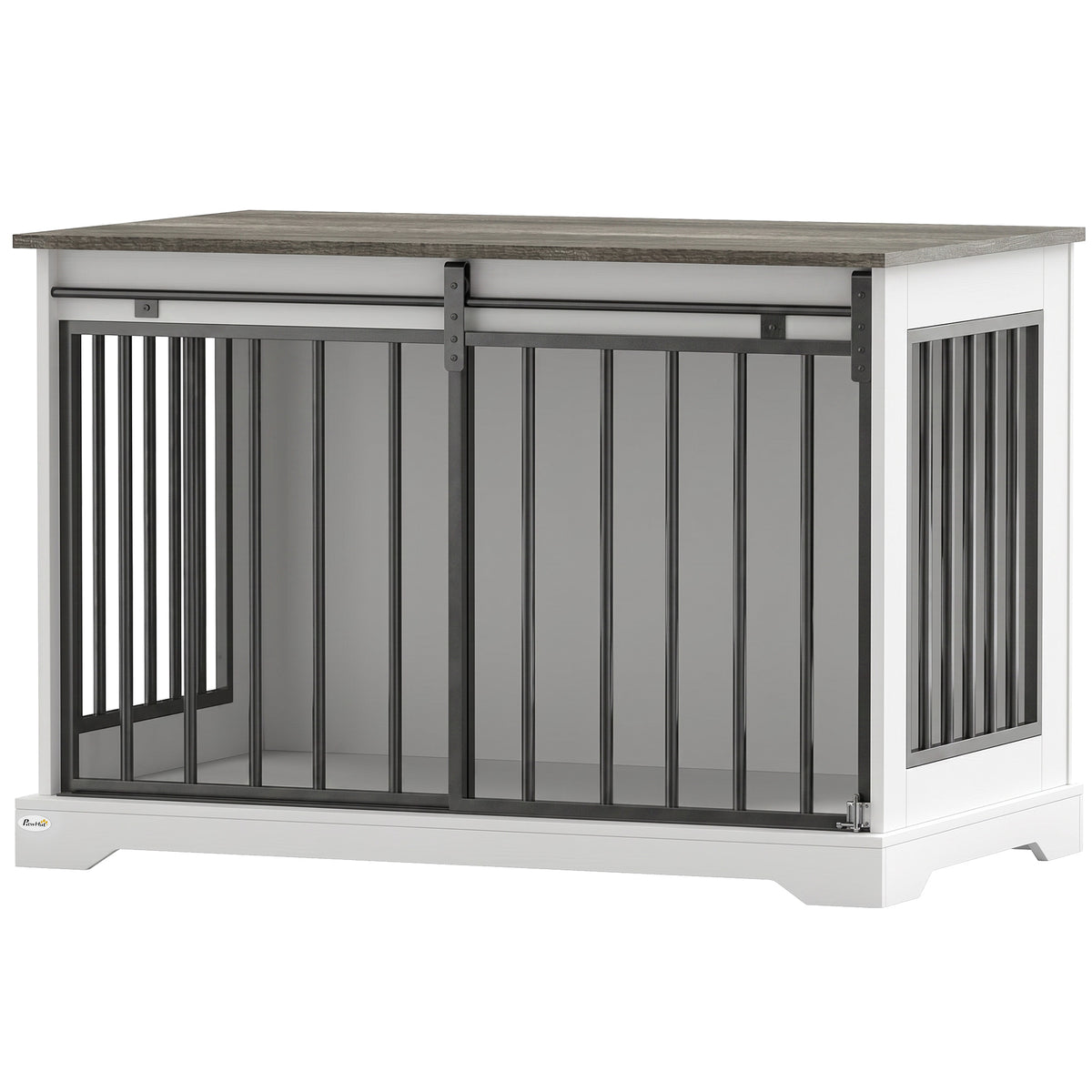 Dog Crate Furniture With Sliding Barn Door | 100cm | White