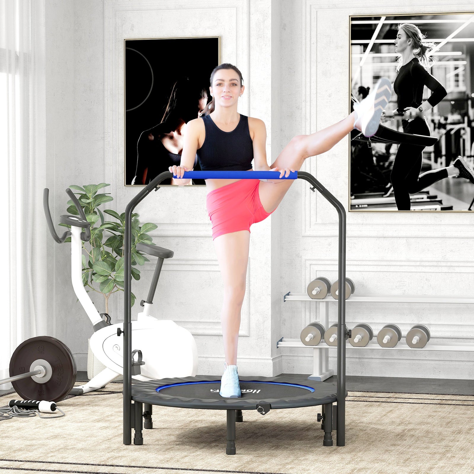 45 Foldable Mini Trampoline Fitness Trampoline Rebounder | Blue