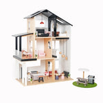 Modern Villa Kids 3 Storey Doll House With Furniture Accessories Mansion Playset