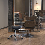 Pu Leather Saddle Stool W/ Moulded Padded Seat Adjustable | One Size | Black