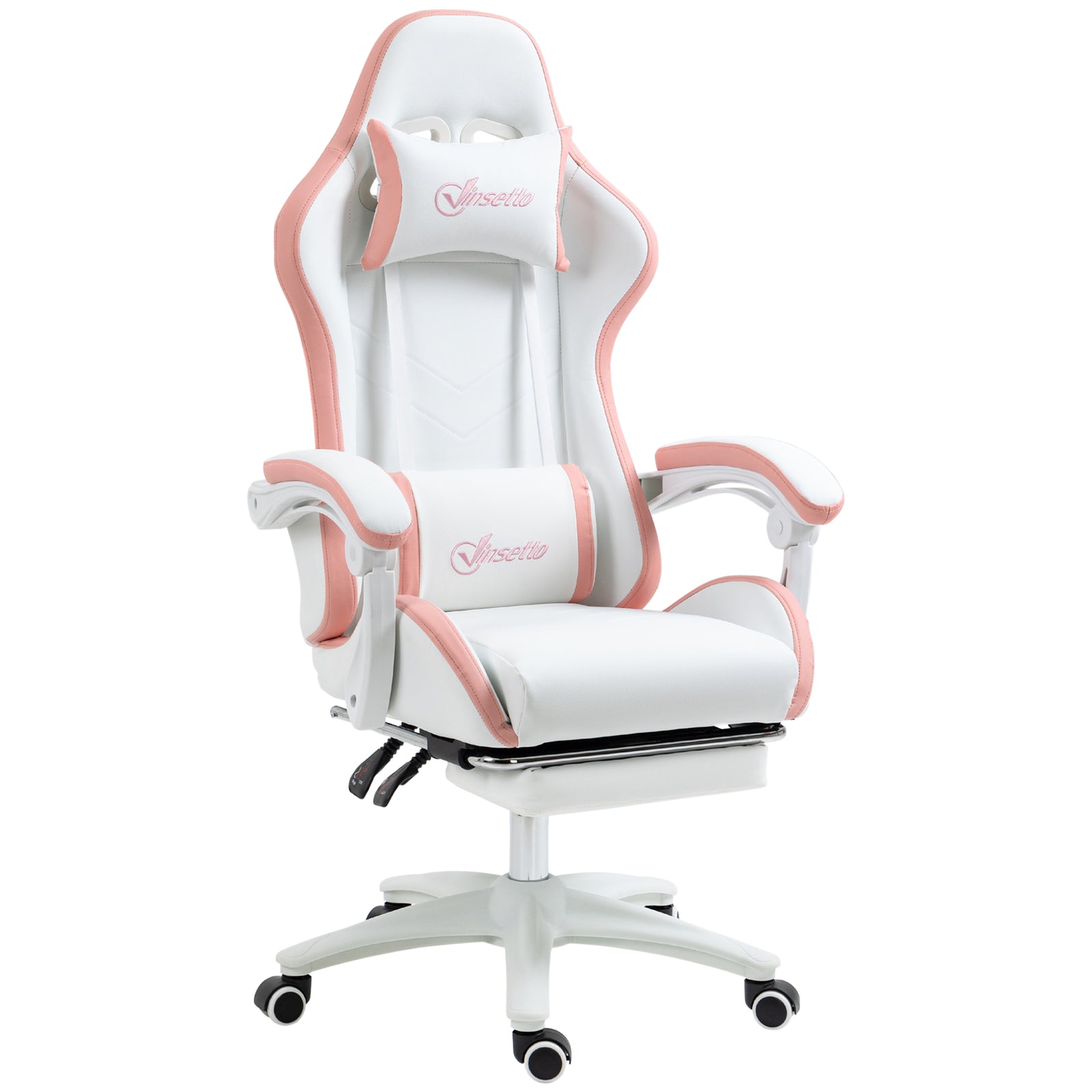 Reclining Pu Gaming Chair W/ Headrest | Pink