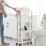 Slim Rolling Storage Cart Corner Storage Rack Shelf Plastic | Large | White