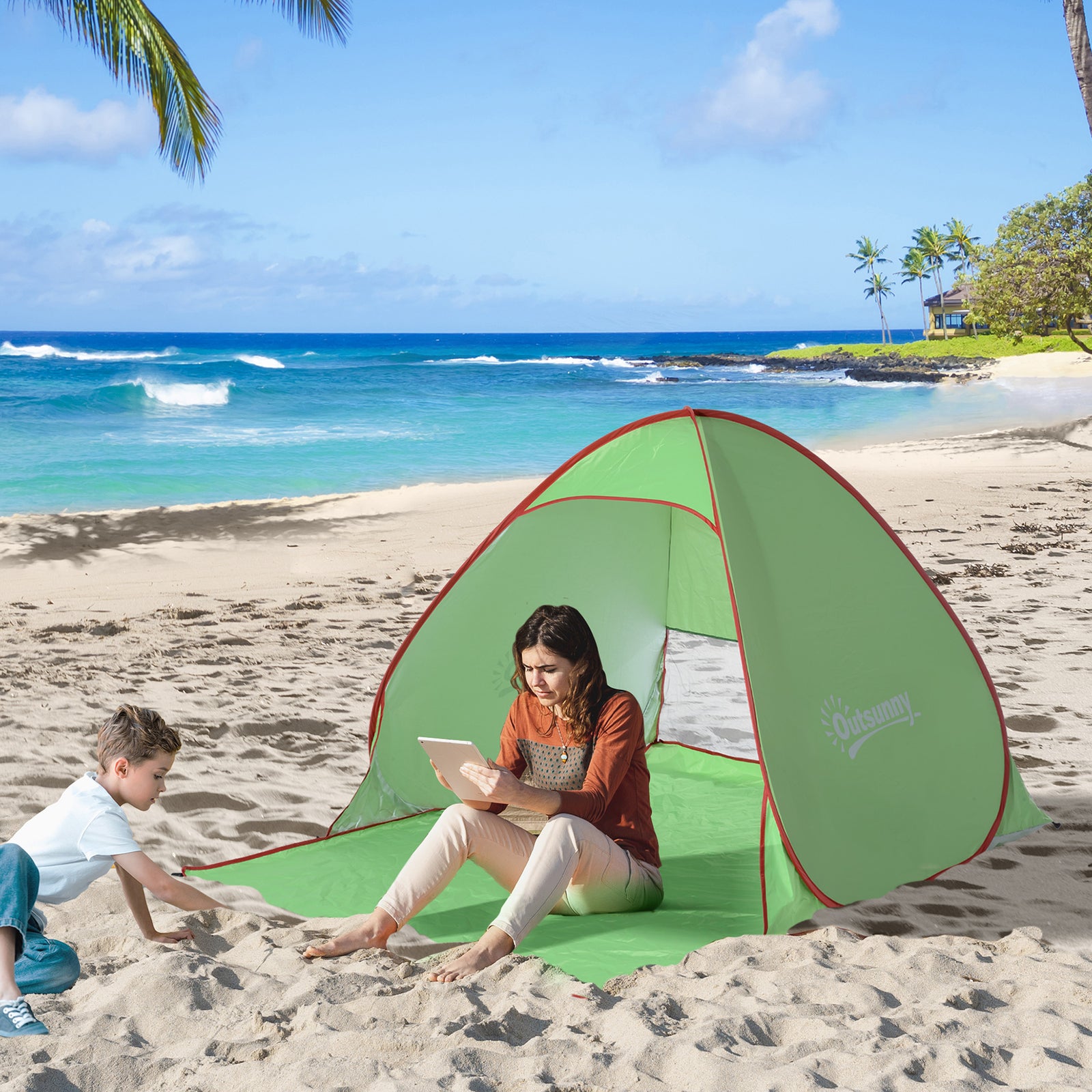2-3 Person Pop Up Tent Camping Tent Sun Shade Shelter | Green