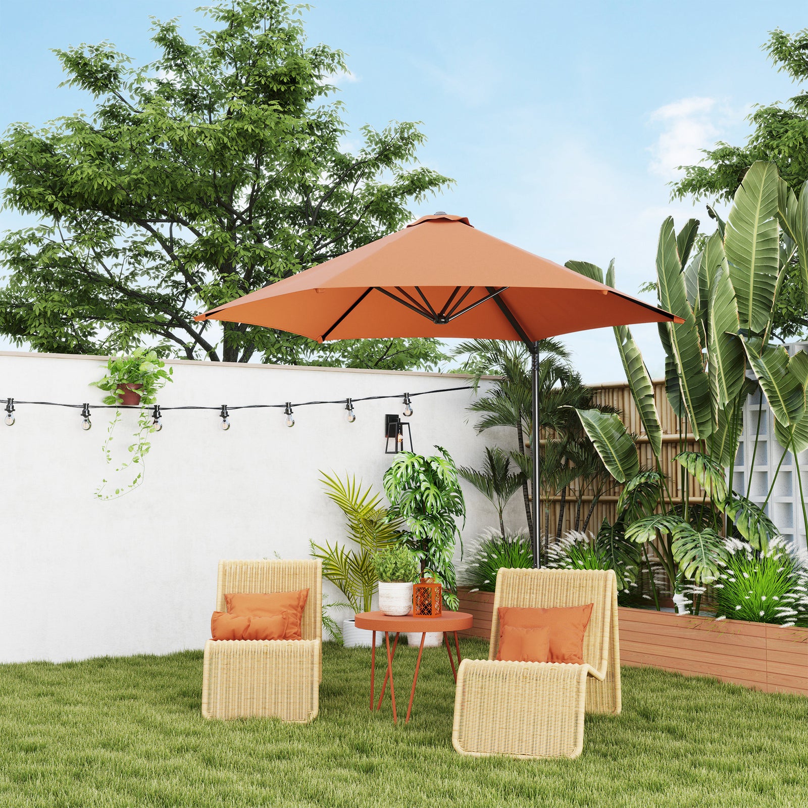 2.5m Cantilever Parasol W/ 360° Rotation, Cross Base | Orange