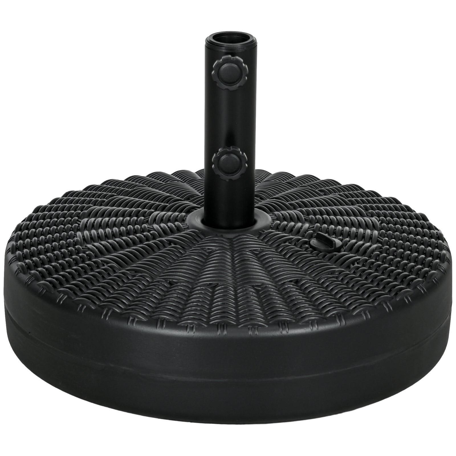 Round Parasol Base W/ Rattan Effect, Black