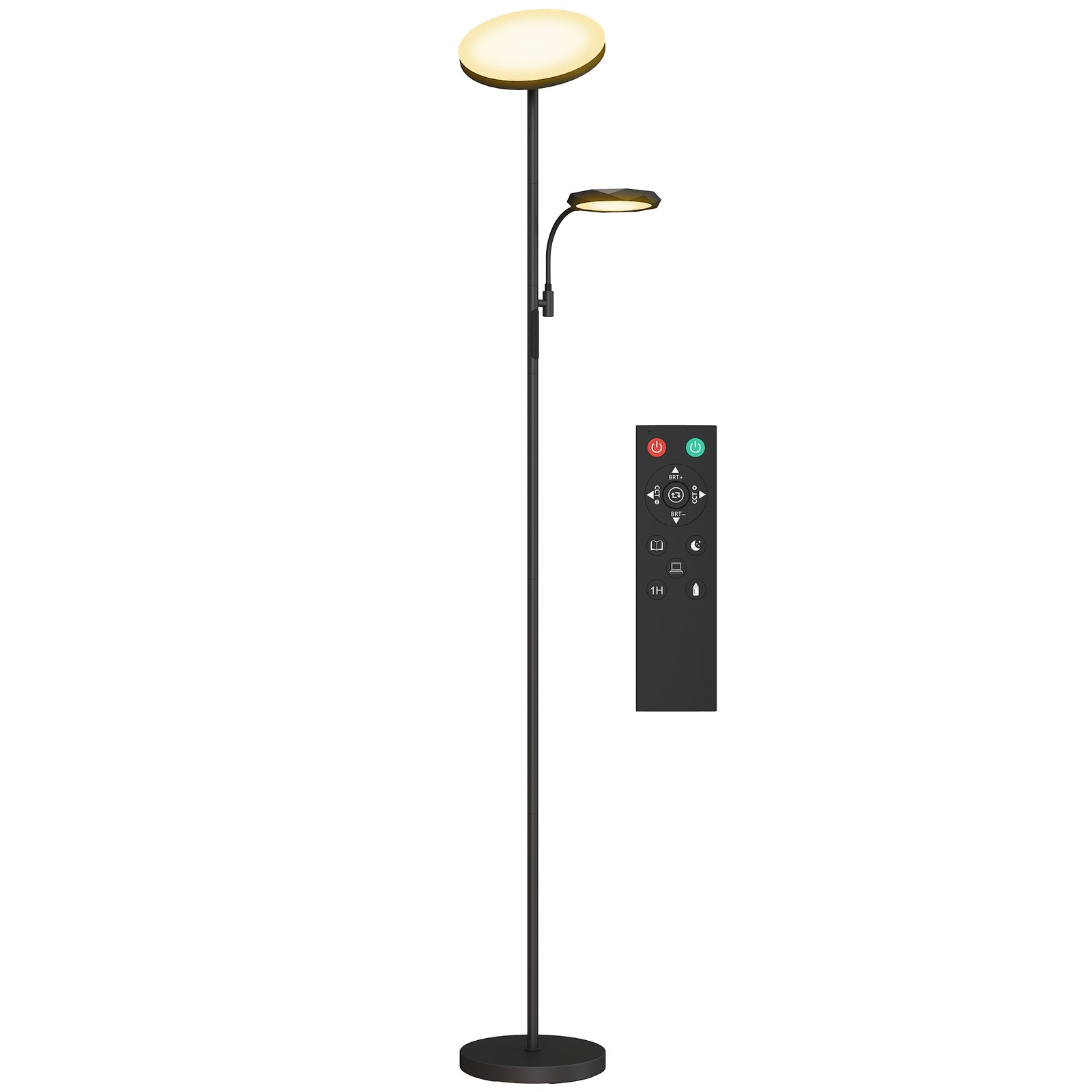 HOMCOM Floor Lamp For Living Room, Standing Lamp With 4 Scene Modes, Black