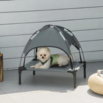 Pawhut 61cm Elevated Dog Bed Cooling Raised Pet Cot Uv Protection Canopy | Gray