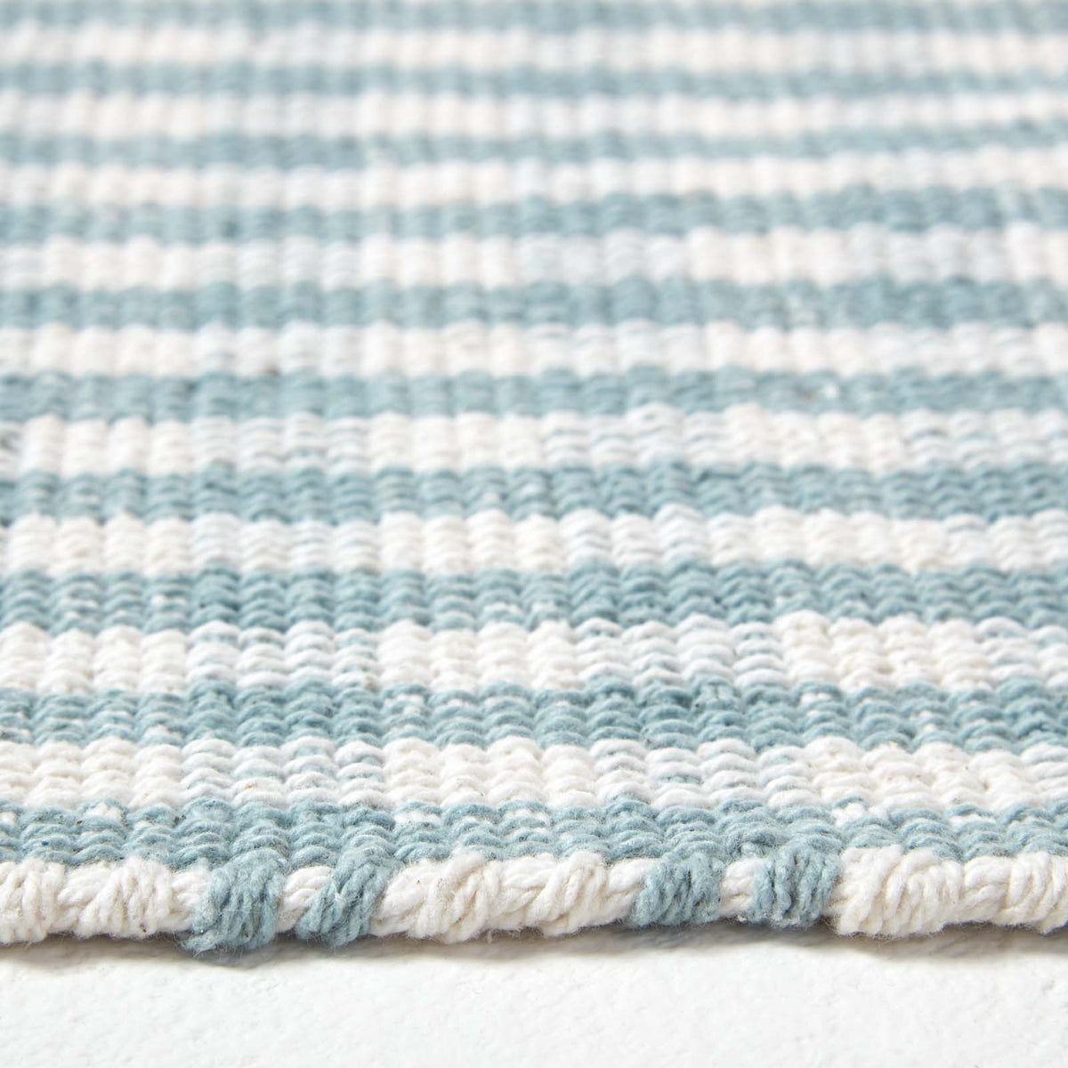Cotton Gingham Check Rug Hand Woven | 170cm | Blue