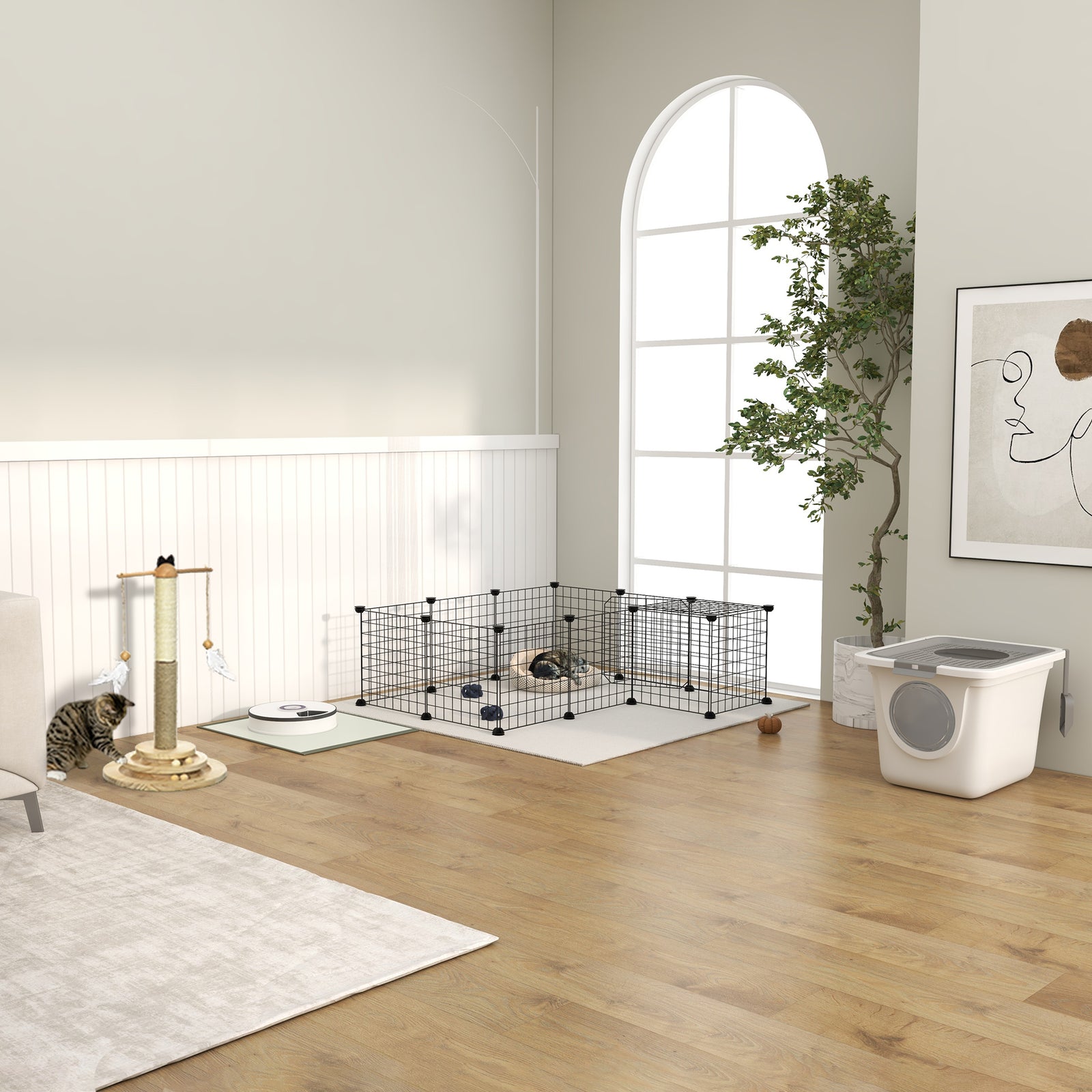 Cat Tower W/ Turntable Toy Ball, Jute And Sisal Scratching Post